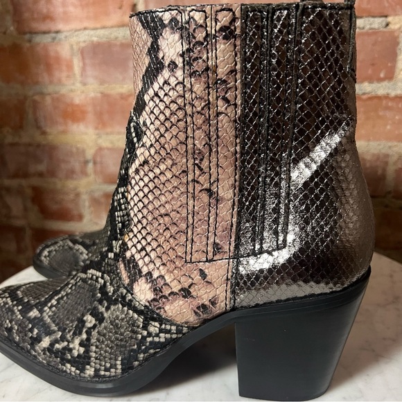 Steve Madden Black & Pink Snakeskin Silver Metallic Ankle Boots -Size 10 -SH01 - Picture 5 of 9